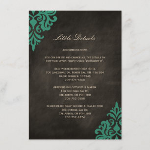 Turquoise Damask and Chalkboard Detail Cards