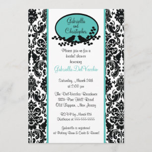 Turquoise Damask Bridal Shower Invitation