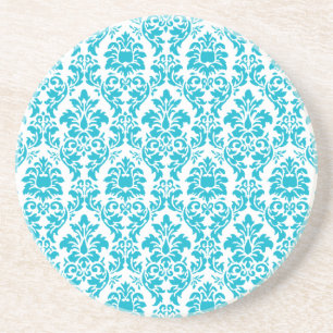 Turquoise Damask Coaster