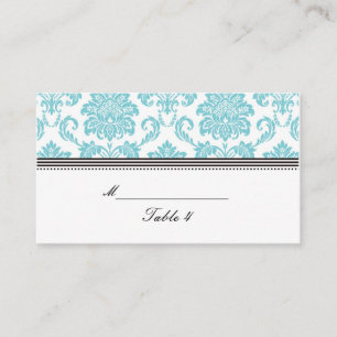 Turquoise Damask Wedding Placecards