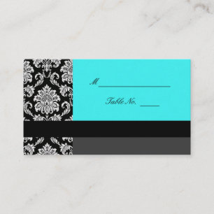 Turquoise Damask Wedding Placecards