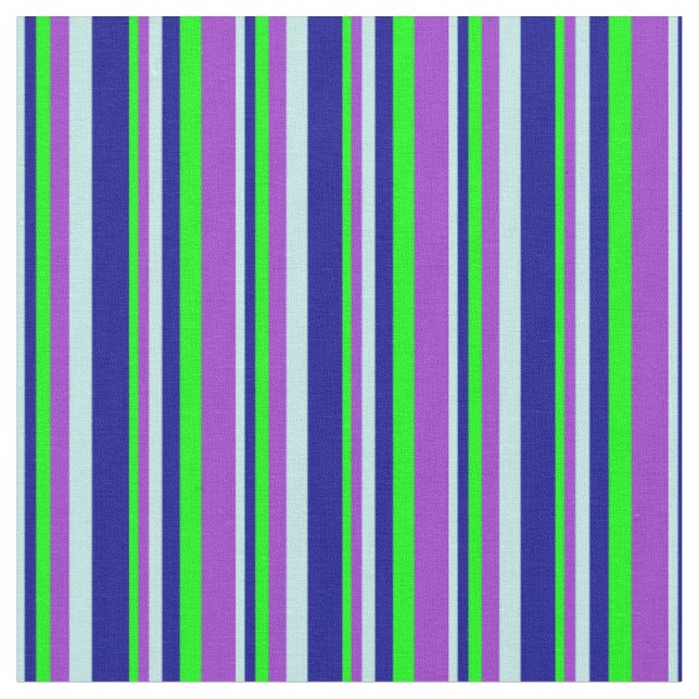 Turquoise, Dark Blue, Lime & Dark Orchid Coloured Fabric (Close Up)
