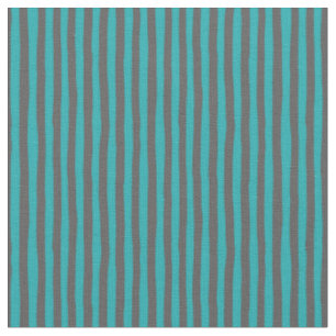 Turquoise & Dark Gray Wonky Stripes Fabric