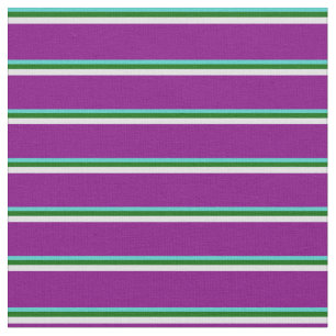 Turquoise, Dark Green, Lavender & Purple Lines Fabric