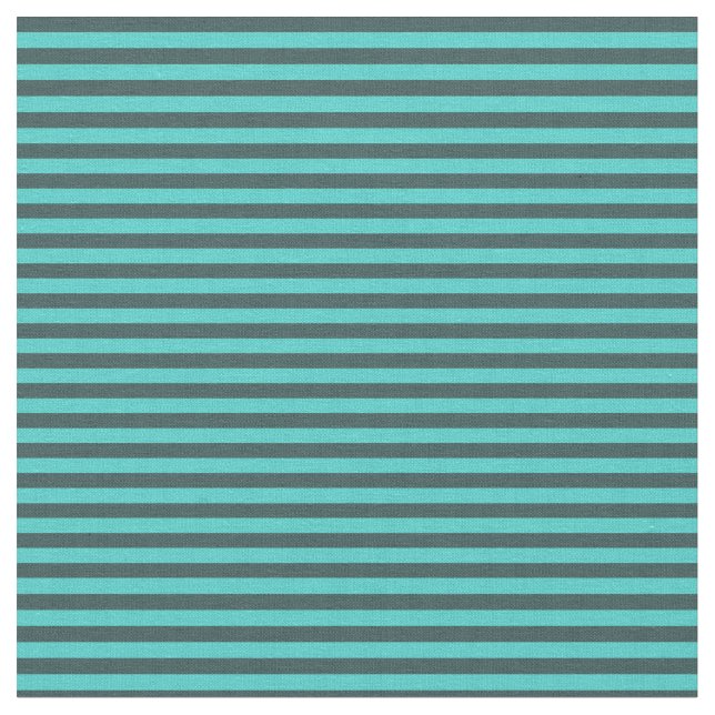 Turquoise & Dark Slate Grey Lined Pattern Fabric (Close Up)