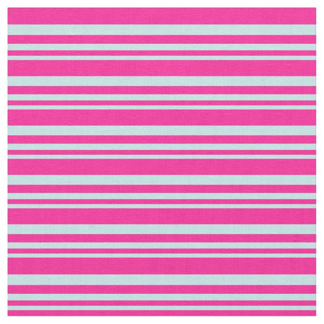 Turquoise & Deep Pink Coloured Stripes Fabric (Close Up)