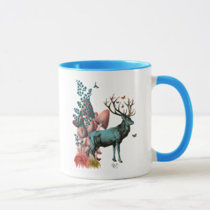 Turquoise Deer in Mushroom Forest Mug