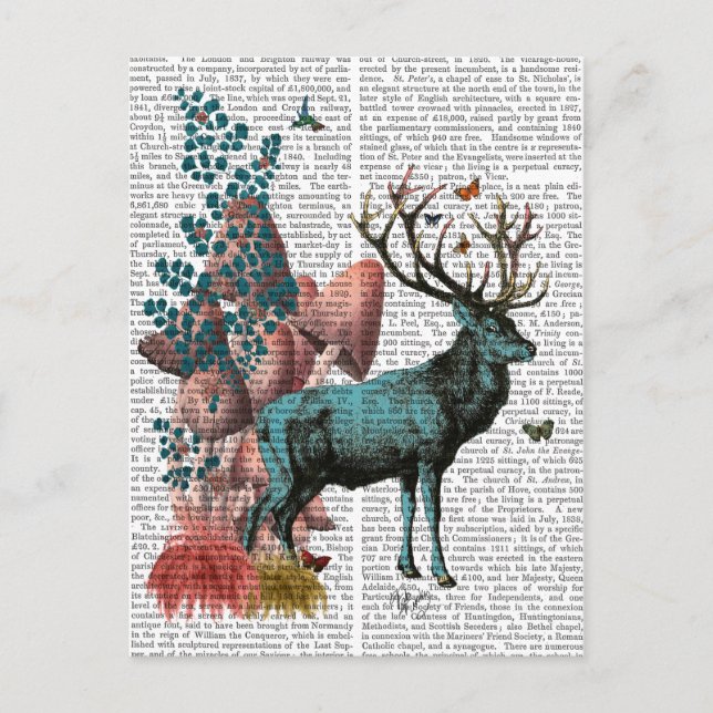 Turquoise Deer in Mushroom Forest Postcard (Front)