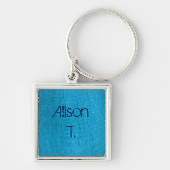 turquoise denim key ring (Front)
