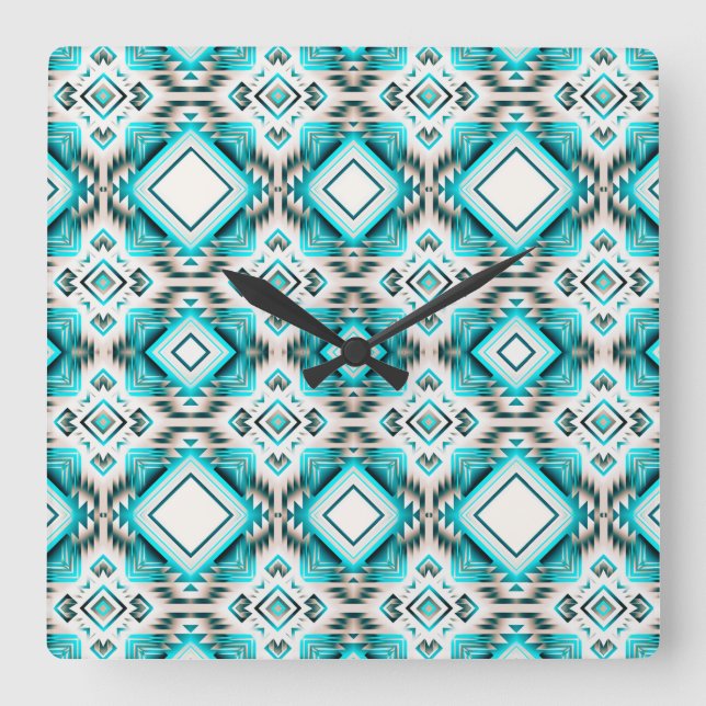 Turquoise Desert Crossroads  Square Wall Clock (Front)