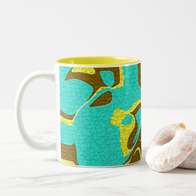 Turquoise Design Two-Tone Coffee Mug (With Donut)