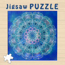 Turquoise detailed Mandala on deep blue Background