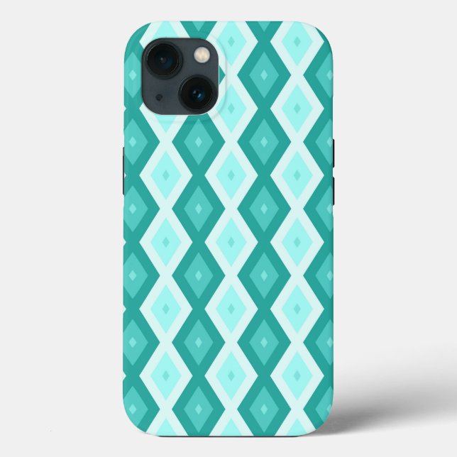 Turquoise diamond pattern Case-Mate iPhone case (Back)