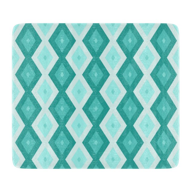 Turquoise diamond pattern cutting board (Front)