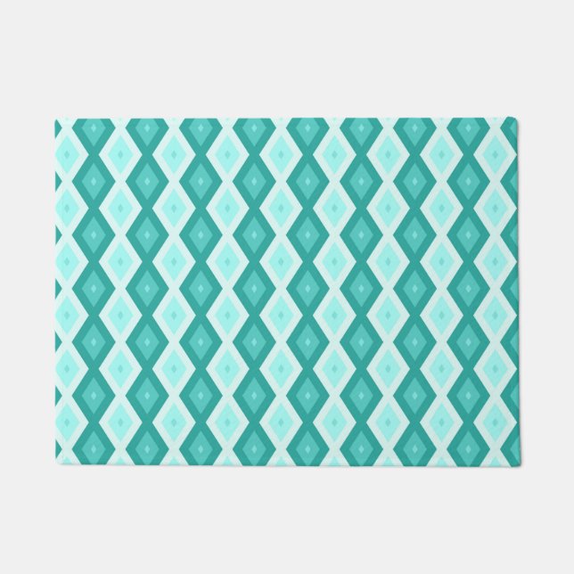 Turquoise diamond pattern doormat (Front)