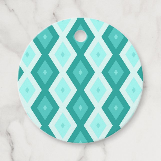 Turquoise diamond pattern favour tags (Front)