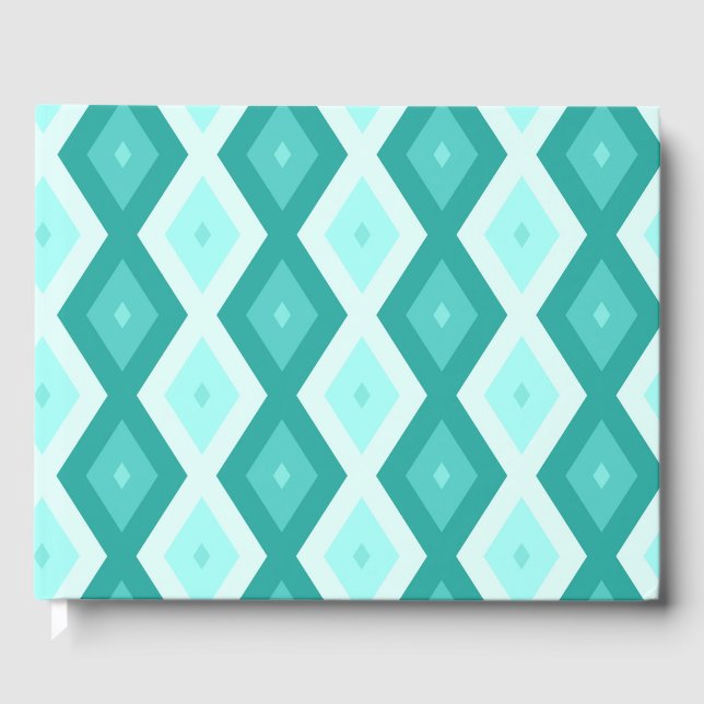 Turquoise diamond pattern guest book (Front)