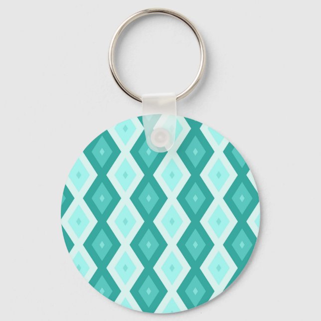 Turquoise diamond pattern key ring (Front)