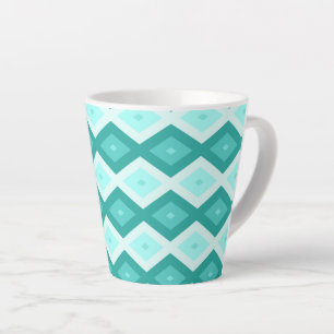 Turquoise diamond pattern latte mug