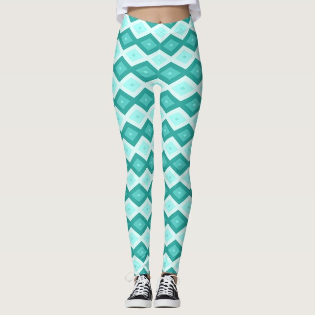 Turquoise diamond pattern leggings (Front)