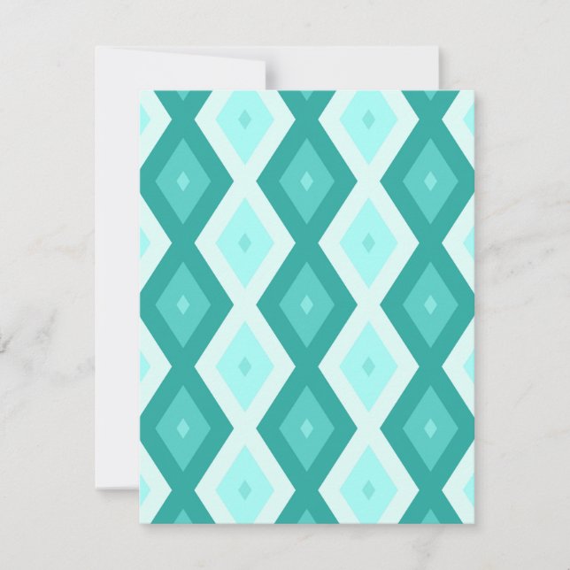 Turquoise diamond pattern RSVP card (Front)