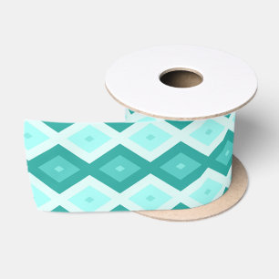 Turquoise diamond pattern satin ribbon