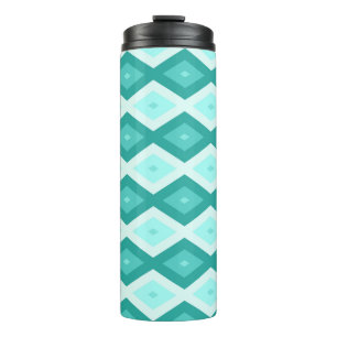 Turquoise diamond pattern thermal tumbler