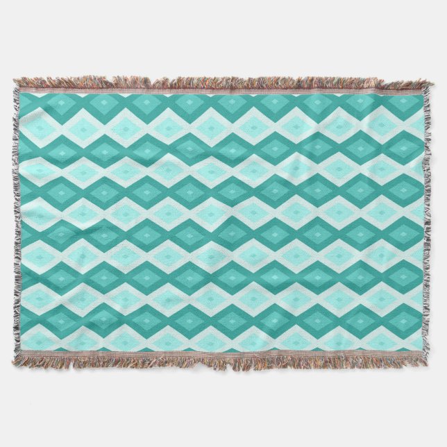 Turquoise diamond pattern throw blanket (Front)