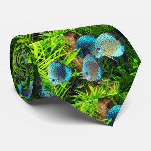 Turquoise Discus Fish ネクタイ Tie