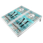 Turquoise Distressed Wood Wedding Family Monogram