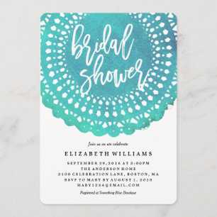 Turquoise Doily Bridal Shower Invitation