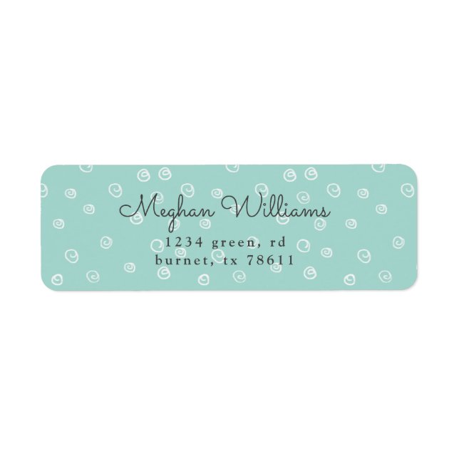 turquoise doodle swirl modern return address (Front)