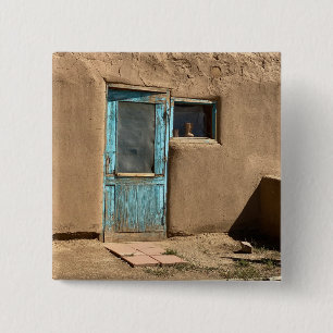 Turquoise Door Taos Pueblo Photography 15 Cm Square Badge