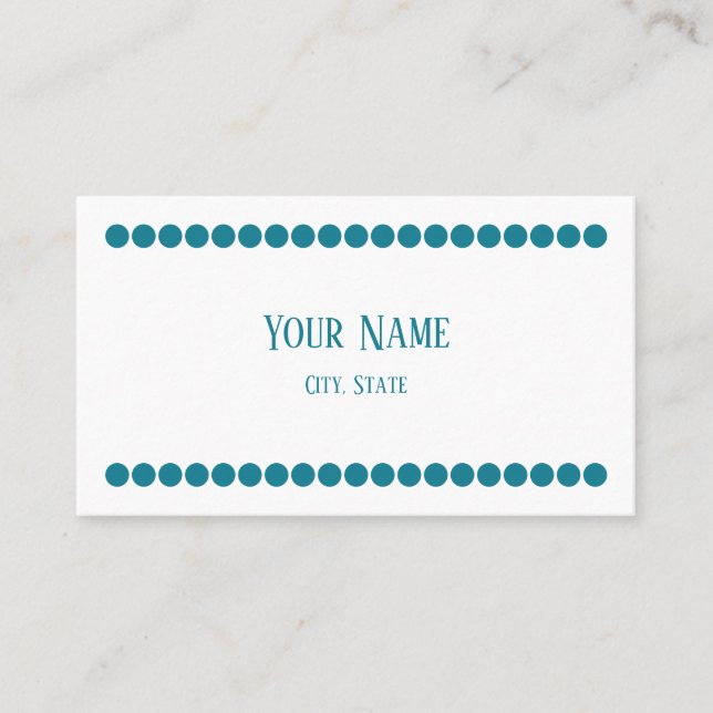 Turquoise Dots Minimalist Name Business Cards (Front)