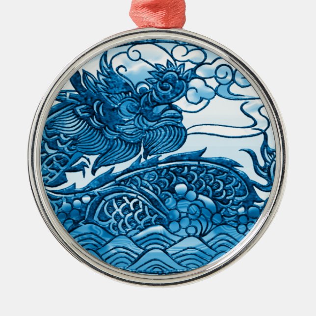 Turquoise Dragon Ornament (Front)