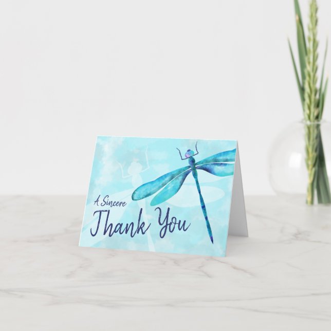 Turquoise Dragonfly Thank You Card (Front)
