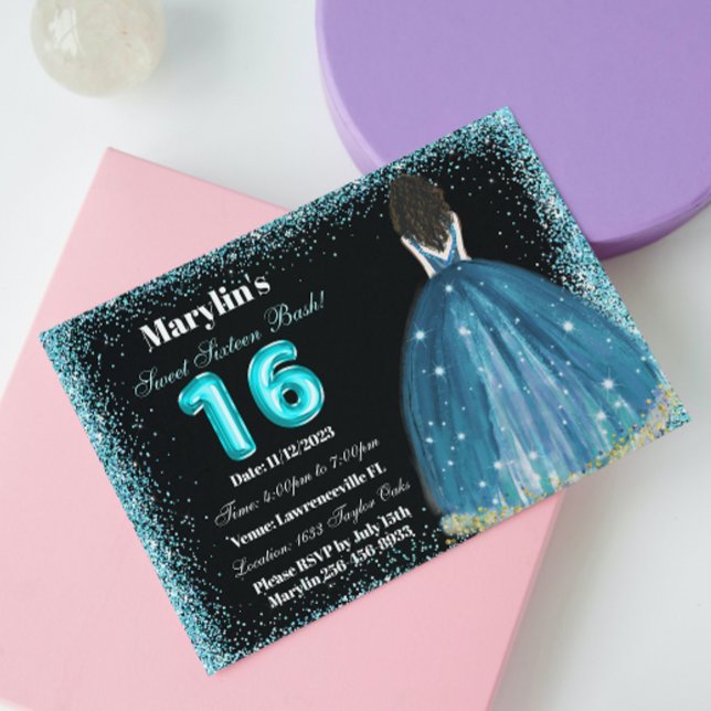 Turquoise Dreams Sweet 16 Extravaganza Princess Invitation (Creator Uploaded)