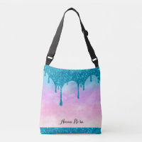 *~* Turquoise Drip Glitter Pastel Pink Ombre Sky