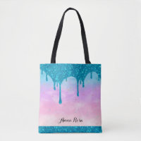 *~* Turquoise Drip Glitter Pastel Pink Ombre Sky