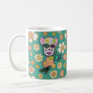 Turquoise Drollery Floral by Natalie Schorr Coffee Mug