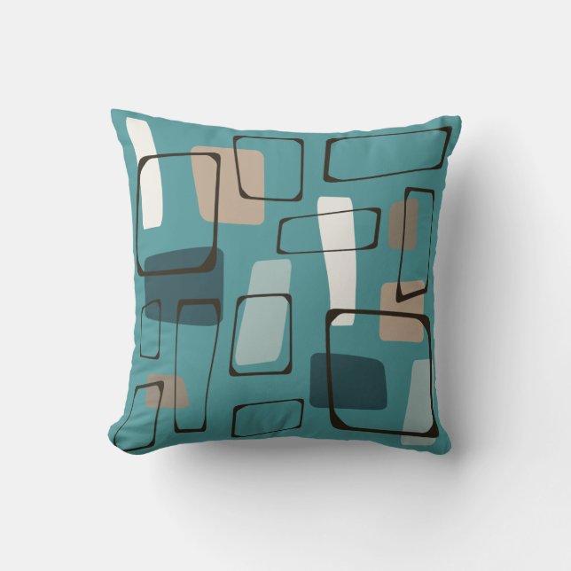 Turquoise Eames Style Art Cushion (Front)