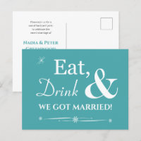 Turquoise Eat Drink We Got Married Retro Elopement