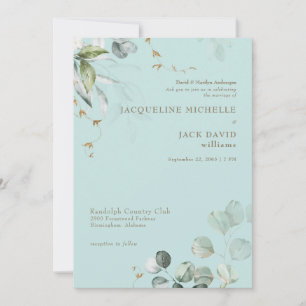 Turquoise Elegance Bride Parents Wedding   Invitation