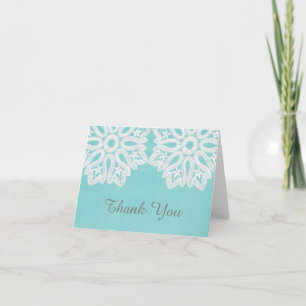 Turquoise Elegant Lace Thank You Card