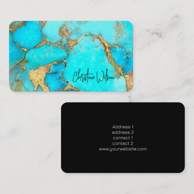 turquoise elegant stone business card (Front/Back)