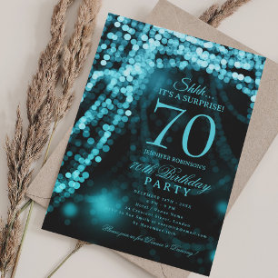 Turquoise Elegant Surprise 70th Birthday Party Invitation