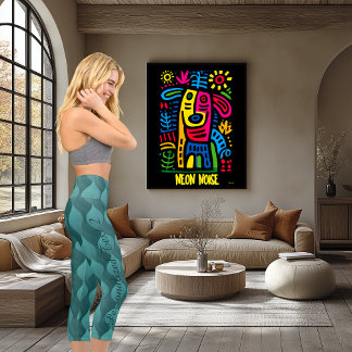 Turquoise Energy Flow – Teal Wave Leaf Activewear Capri Leggings