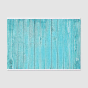 Turquoise Faux Coastal Beach Wood Decoupage Tissue Paper
