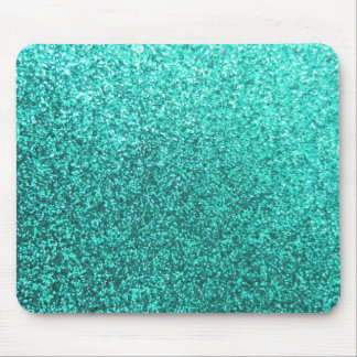 Turquoise faux glitter graphic mouse pad