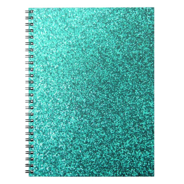Turquoise faux glitter graphic notebook (Front)